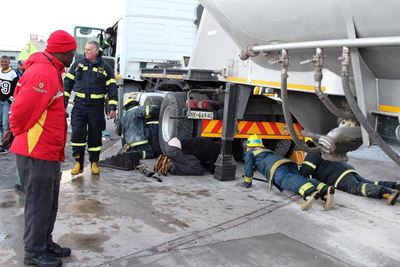 Truck demolishes bollards