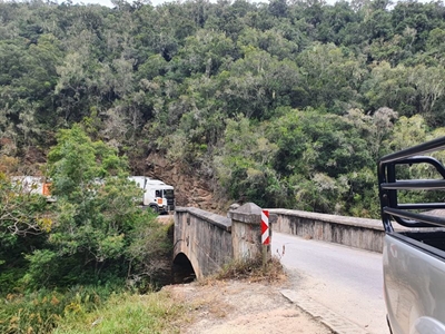 Truck has a narrow escape