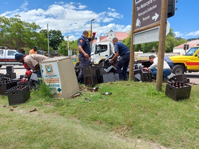 Clean-up under way after beer spill 