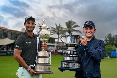 Mixed emotions for Investec SA Open trophy winners Naidoo and Maas
