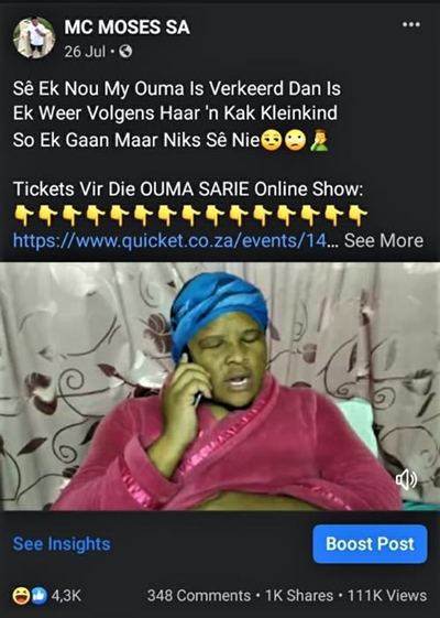 Ouma Sarie kook aanlyn: It wasn't matter