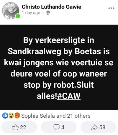 Versigtig in Nelson Mandela-boulevard