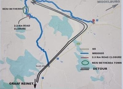 Temporary road closure of main road leading to Nieu Bethesda