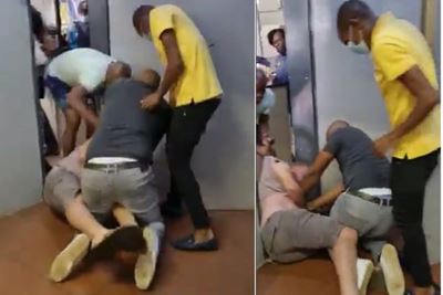 Cops stand by as man is assaulted in police station