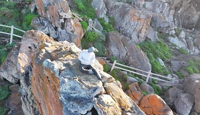 Man-like figure on rocks raises eyebrows