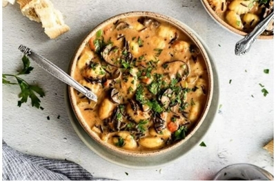 Vegan truffle wild mushroom gnocchi
