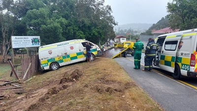 Ambulance goes off Waterfront Drive