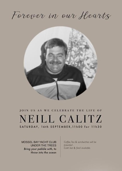 Memorial service for Neill Calitz 