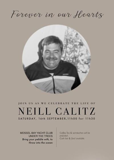 Memorial service for Neill Calitz 