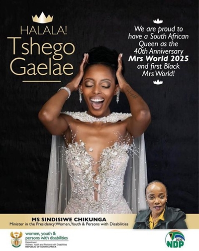 SA celebrates first Black South African woman crowned Mrs World
