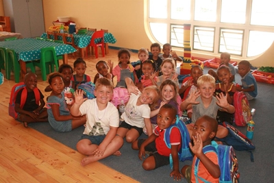 Excited preschoolers enjoy 1st school day