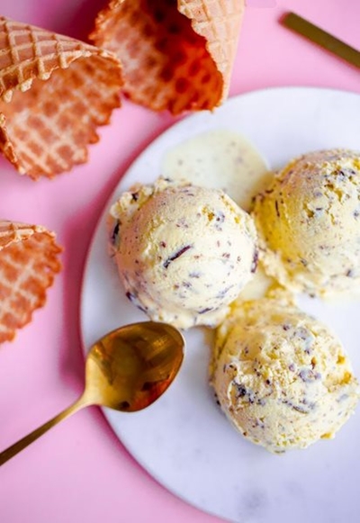 Homemade stracciatella ice cream