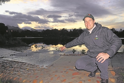 Van Kervel Dam full and overflowing following restoration