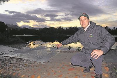 Van Kervel Dam full and overflowing following restoration