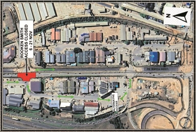 Notice of Rooken Smith Street closure on Louis Fourie Road