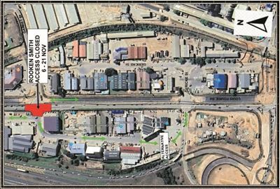 Notice of Rooken Smith Street closure on Louis Fourie Road