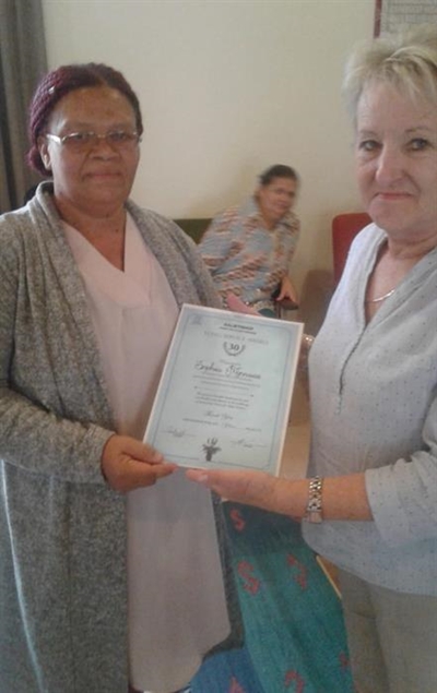 Long service award for Sophia 