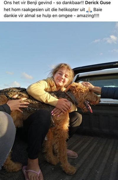 Airedale met helikopter gevind