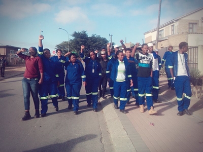 Student protest action outside college