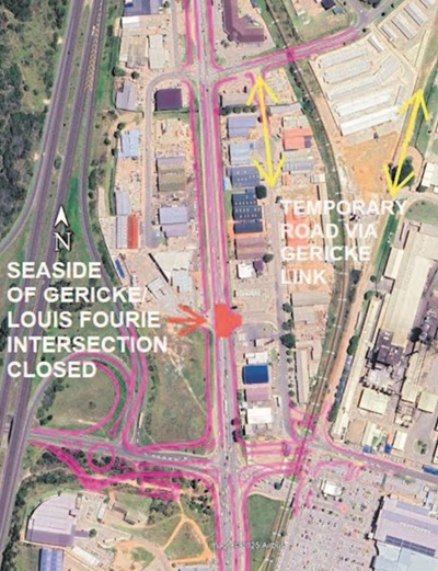 Notice of intersection: Closure at Louis Fourie road and Gericke Street