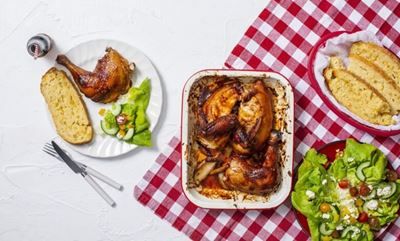 Coca-Cola BBQ roasted chicken with cornbread