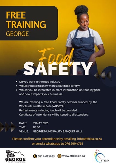George Municipality and the Tourism and Business Institute of Southern Africa (TTBISA) to host food safety training