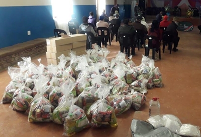 Military veterans receive food parcels