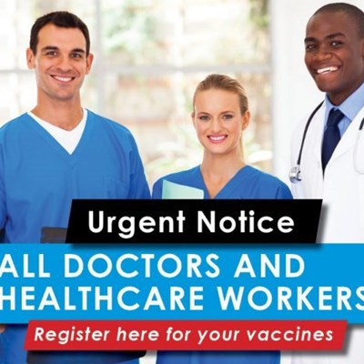 Doctors, healthcare workers need to urgently register for vaccines
