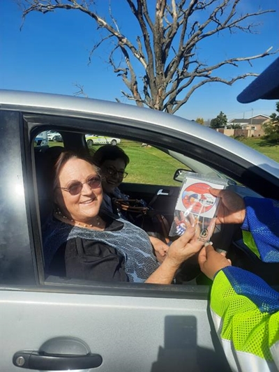Friendly roadblock with female officers