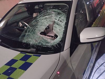 Traffic officer's vehicle hit by brick on N2