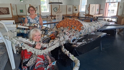 Model of sea creature being repaired
