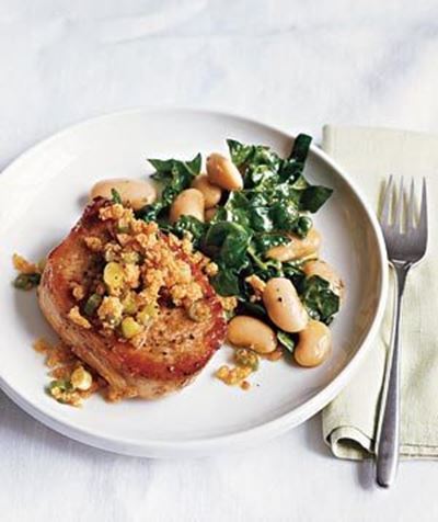 Recipe: Pork chops and butter bean salad