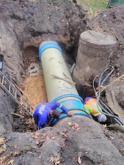 Western bypass pipeline repair in Camphersdrift