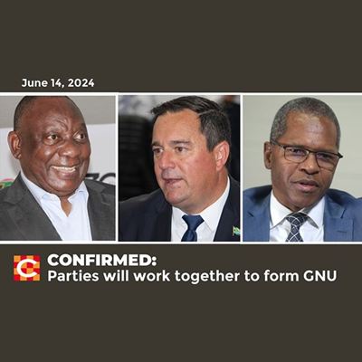 ANC, DA and IFP will work together to form Government of National Unity