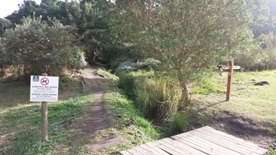 Keep dogs out of mushroom meander