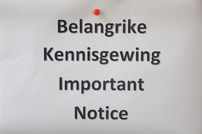 Belangrike kennisgewing