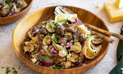 Meatless Monday: Oven-roasted feta and mushroom pasta