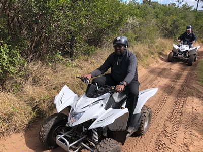 Finance minister quad-bikes in Wilderness