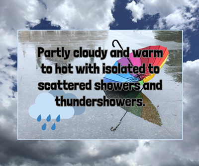 Wednesday’s weather: Partly cloudy with thundershowers