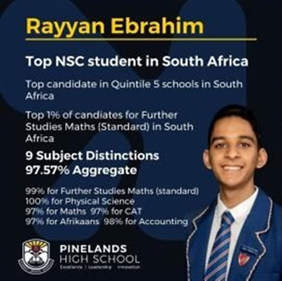 Top matriculant Rayyan Ebrahim humbled by his achievement