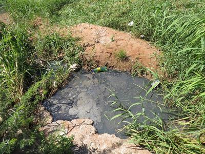 Besoedelde water vloei steeds