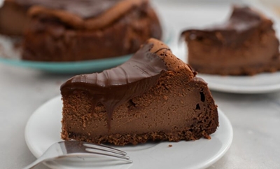 Decadent chocolate cheesecake with ganache topping
