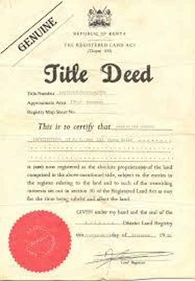 What is a title deed and who keeps it?