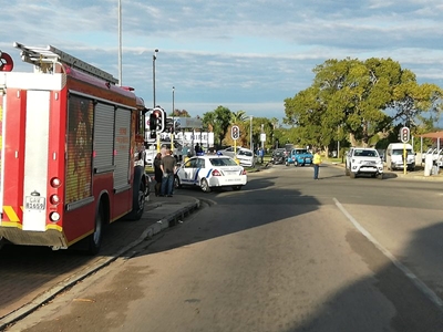 Police van lands on its side in CBD