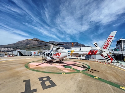 Netcare 8’s rooftop touchdown at iconic hospital marks lifesaving stroke mission