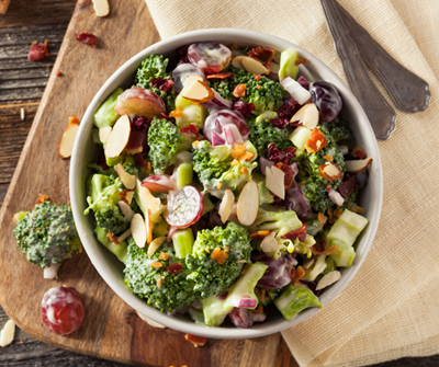 What’s for lunch?: Garlic baked chicken breasts with creamy broccoli salad