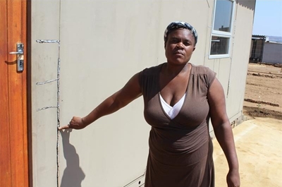 Mooiplaas temporary housing units on the verge of collapsing