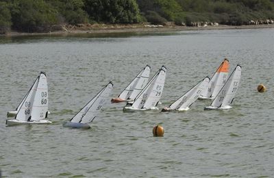 Radio controlled sailboats take on Hartenbos river, sailing regatta