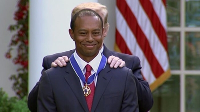 Trump awards Presidential Medal of Freedom to Tiger Woods 