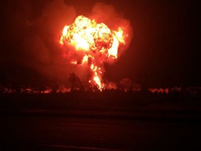 Huge blaze in Worcester as gas tanker explodes